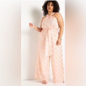 NWT Eloquii Jumpsuit Romper. Pink and Gold. Size 14.